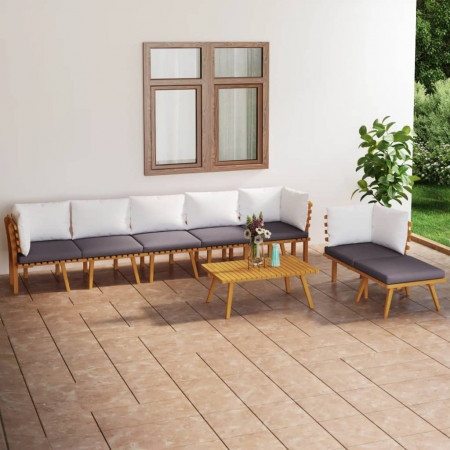 Set mobilier de grădină cu perne, 8 piese, lemn masiv acacia