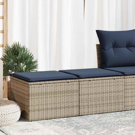 Set mobilier grădină cu perne 2 piese gri poliratan/lemn acacia - Img 1