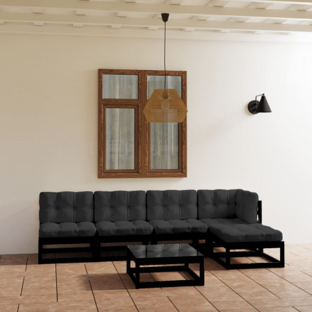 Set mobilier grădină cu perne, 6 piese, lemn masiv pin