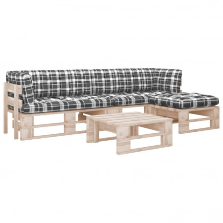 Set mobilier paleți cu perne, 4 piese, lemn de pin tratat