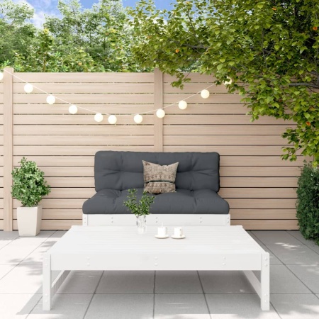 Set mobilier relaxare grădină, 2 piese, alb, lemn masiv de pin - Img 1