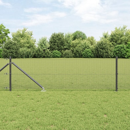 Set stâlpi de gard Set de 2 Gri, Negru Oțel, PVC 25 x 0.5 m