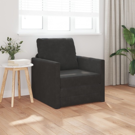 Sofa Pat 2-in-1 Negru 74x77x81 cm Catifea