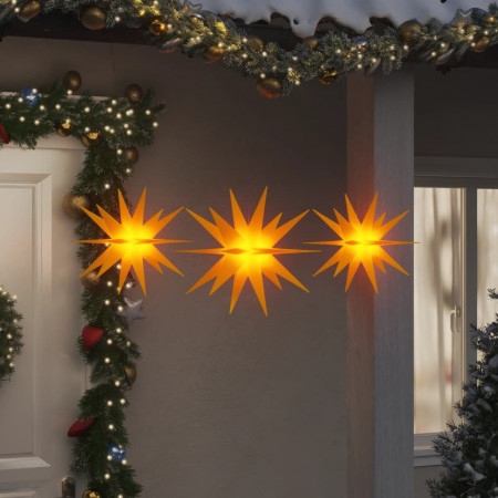Stele iluminate Moravian LED-uri, 3 buc., galben, pliabile