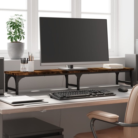 Suport de monitor, stejar fumuriu, 105x23x15,5 cm lemn compozit