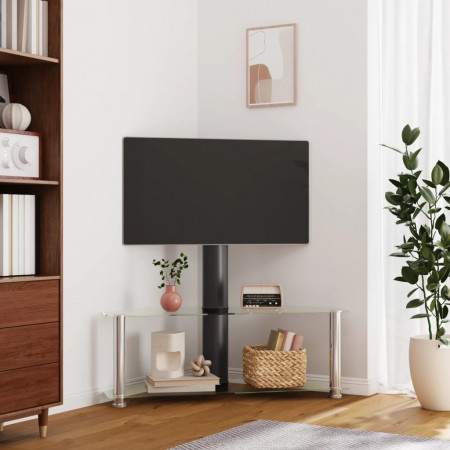 Suport TV de colț 2 niveluri pentru 32-70 inchi, negru/argintiu