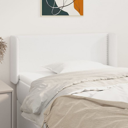 Tăblie de pat cu aripioare alb 103x16x78/88 cm piele ecologică