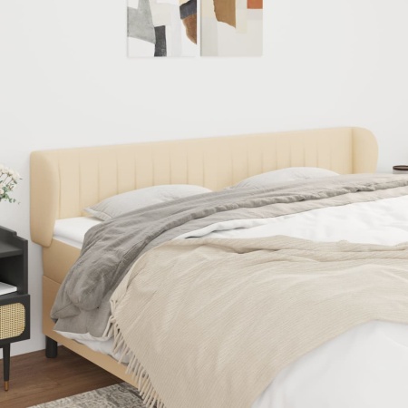 Tăblie de pat cu aripioare crem 203x23x78/88 cm textil
