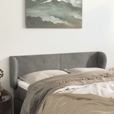 Tăblie de pat cu aripioare gri deschis 147x23x78/88 cm catifea