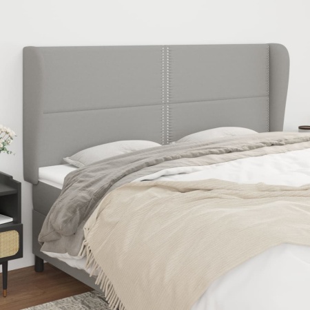 Tăblie de pat cu aripioare gri deschis 183x23x118/128 cm textil