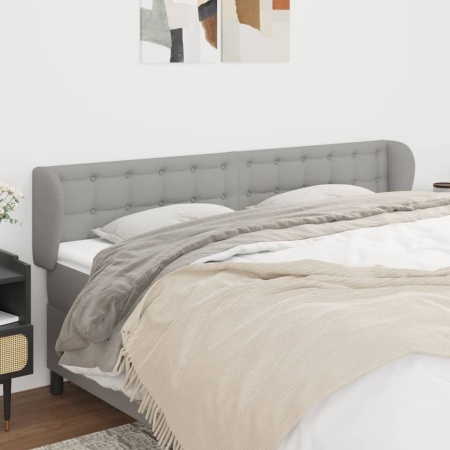 Tăblie de pat cu aripioare gri deschis 183x23x78/88 cm textil