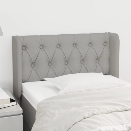 Tăblie de pat cu aripioare gri deschis 83x16x78/88 cm textil