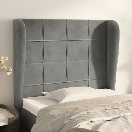 Tăblie de pat cu aripioare gri deschis 83x23x118/128 cm catifea