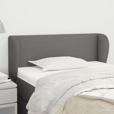 Tăblie de pat cu aripioare gri închis 103x23x78/88 cm textil