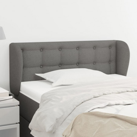 Tăblie de pat cu aripioare gri închis 83x23x78/88 cm textil