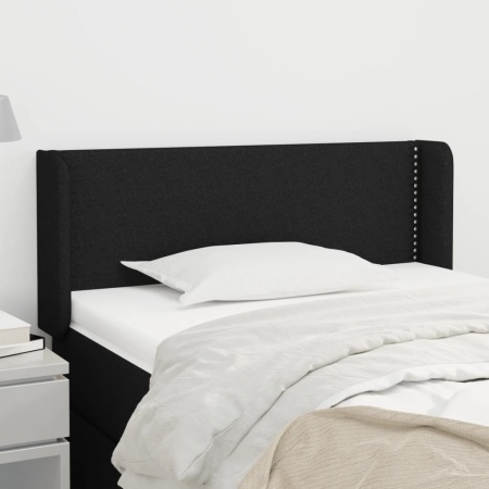 Tăblie de pat cu aripioare negru 103x16x78/88 cm textil