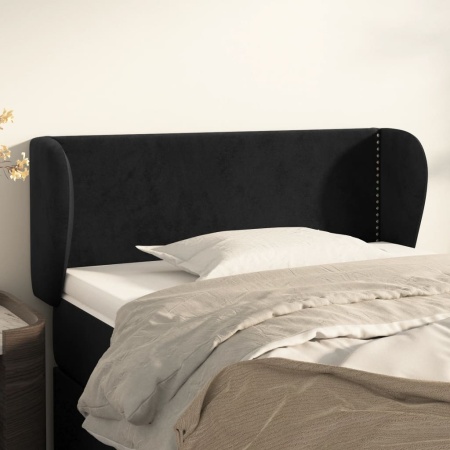 Tăblie de pat cu aripioare negru 103x23x78/88 cm catifea
