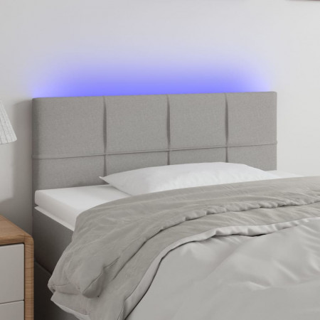 Tăblie de pat cu LED, gri deschis, 80x5x78/88 cm, textil - Img 1