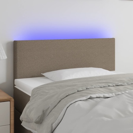 Tăblie de pat cu LED, gri taupe, 90x5x78/88 cm, textil