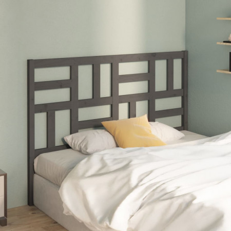 Tăblie de pat, gri, 126x4x104 cm, lemn masiv de pin
