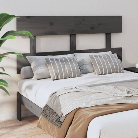 Tăblie de pat, gri, 144x3x81 cm, lemn masiv de pin