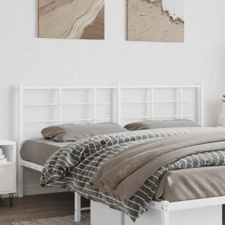 Tăblie de pat metalică, alb, 180 cm - Img 1