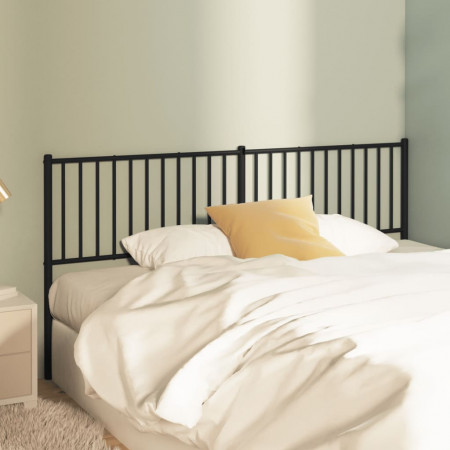 Tăblie de pat metalică, negru, 187x3x90 cm
