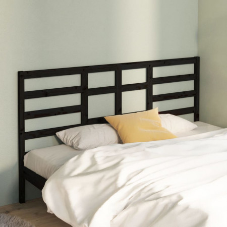 Tăblie de pat, negru, 206x4x104 cm, lemn masiv de pin - Img 1
