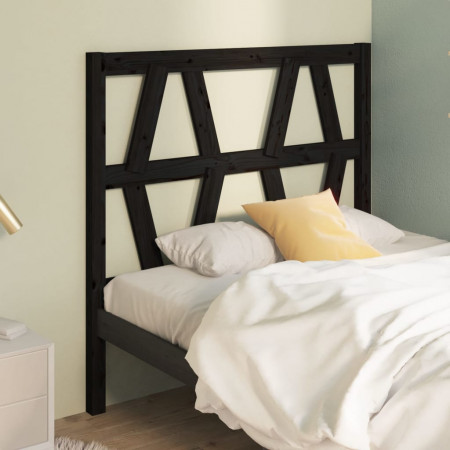 Tăblie de pat, negru, 96x4x100 cm, lemn masiv de pin