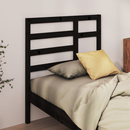 Tăblie de pat, negru, 96x4x104 cm, lemn masiv de pin - Img 1