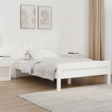 Tăblie de pat pentru perete, alb, 127,5x3x60 cm, lemn masiv pin