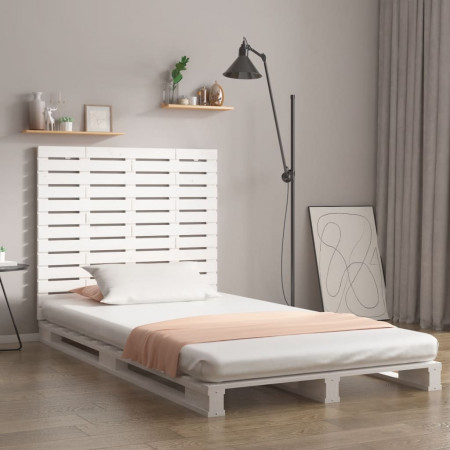 Tăblie de pat pentru perete, alb, 96x3x91,5 cm, lemn masiv pin - Img 1