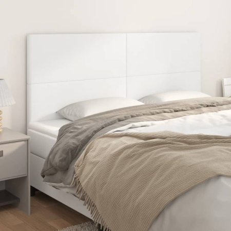 Tăblii de pat, 4 buc, alb, 90x5x78/88 cm, piele ecologică