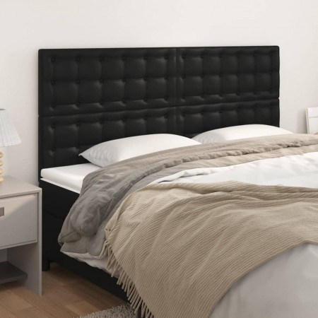 Tăblii de pat, 4 buc, negru, 100x5x78/88 cm, piele ecologică - Img 1