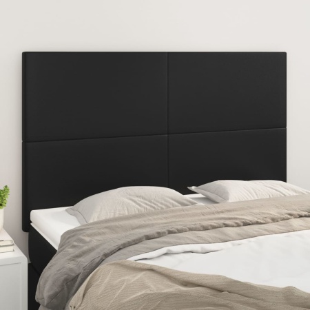Tăblii de pat, 4 buc, negru, 72x5x78/88 cm, piele ecologică