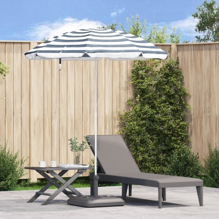 Umbrela de plajă cu pol din metal Albastru & Alb 161x193 cm Poliester