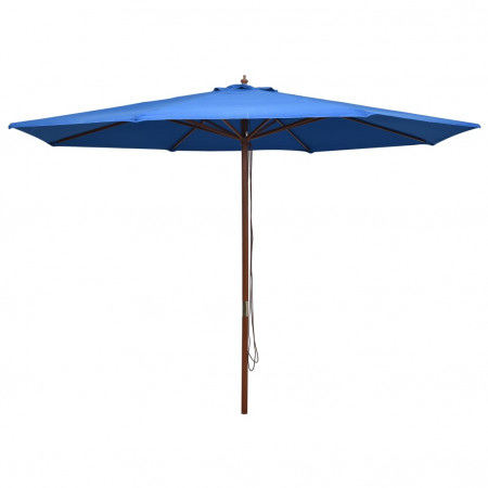 Umbrelă de soare de exterior, stâlp din lemn, albastru, 350 cm - Img 1