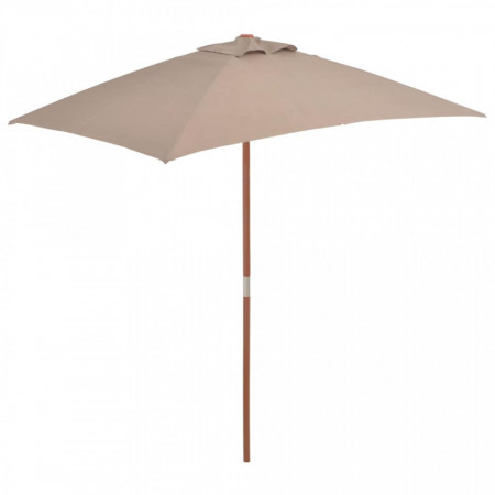 Umbrelă de soare, exterior, stâlp lemn, 150x200 cm, gri taupe - Img 1