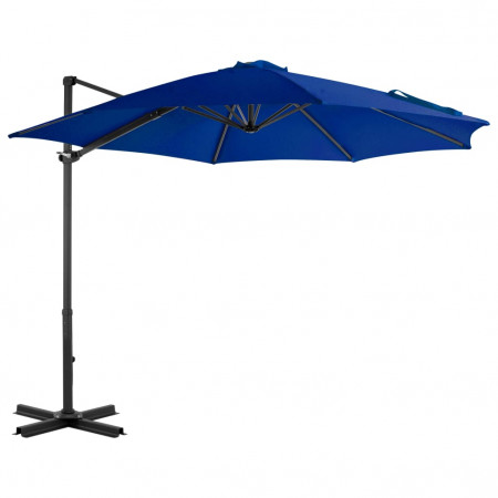 Umbrelă suspendată cu stâlp aluminiu, albastru azuriu, 300 cm - Img 1