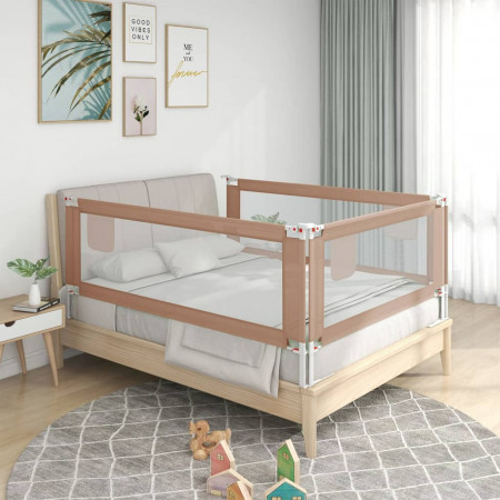 Balustradă de protecție pat copii, gri taupe, 160x25 cm, textil
