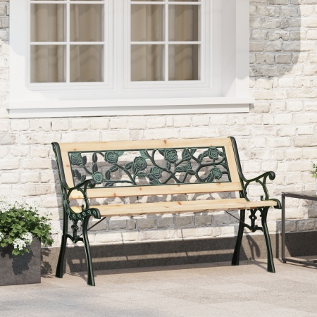 Bancă de grădină cu spătar, model trandafir, 116 cm, lemn