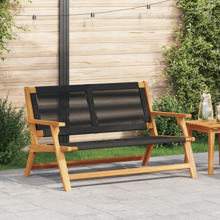 bancă de grădină Neagră 76x122x73 cm Lemn masiv de acacia
