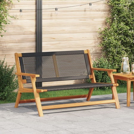 bancă de grădină Negru 122x76x73,5 cm Lemn masiv de acacia