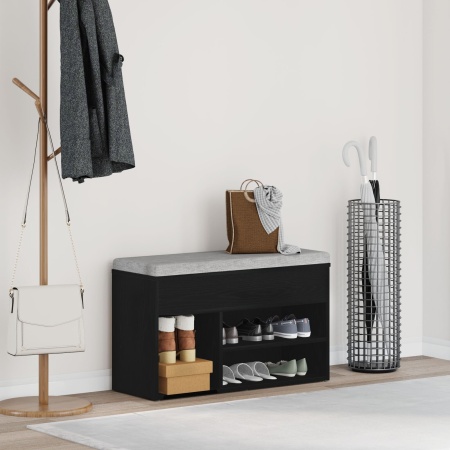 Bancă de hol Negru Stejar 60x30x45 cm Lemn compozit