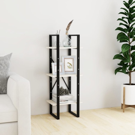 Bibliotecă cu 3 rafturi, alb, 40x30x105 cm, lemn masiv de pin