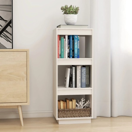 Bibliotecă/Separator cameră, alb, 40x35x103 cm, lemn masiv pin