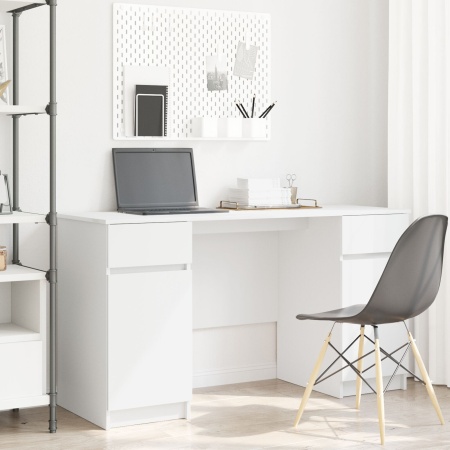 Birou, alb, 140x49x76 cm, lemn prelucrat