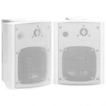 Boxe stereo de perete, 2 buc., alb, 100 W, interior/exterior