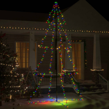 Brad Crăciun conic 360 LED-uri, 143x250 cm, interior &amp; exterior - Img 1