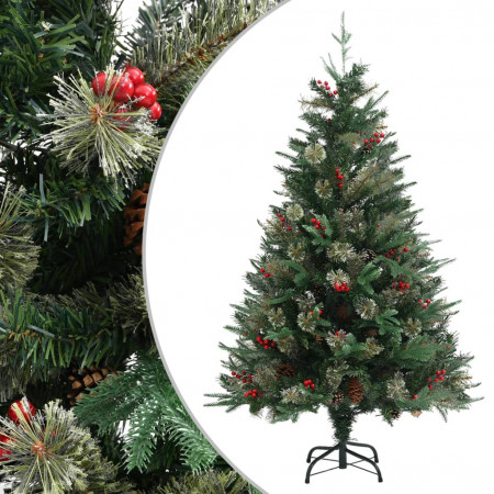 Brad de Crăciun cu conuri de pin, verde, 120 cm, PVC&amp;PE - Img 1